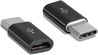 محول Micro USB إلى USB Type C (أسود) - عبوة من 2 قطعة
