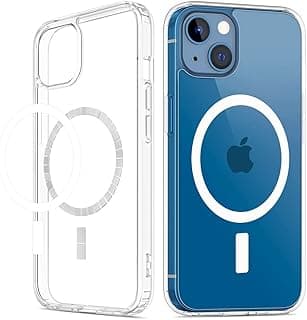 iPhone 13 Clear Magnetic Cover | MagSafe Compatible | Hybrid Protective Crystal Clear Hard Back Case | Shockproof Silicone Frame | Slim Transparent Case for Apple iPhone 13