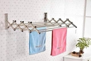 Wall Mount Foldable Clothes Drying Rack, Silver, 100 cm, Solid Alloy Stainless Steel