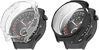 Case for Huawei Watch GT 6 Pro 46mm with Screen Protector, 2 Pack Anti-Scratch Electroplating Soft TPU Thin Case for Huawei Watch GT 6 Pro 46mm-Black Transparent