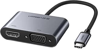 محول 4K 30 هرتز USB-C إلى HDMI وVGA وUSB 3.0 مع بروتوكول توصيل الطاقة بمنفذ نوع سي من يوجرين لأجهزة اللاب توب والشاشات وأجهزة العرض، رمادي (سبيس جراي)