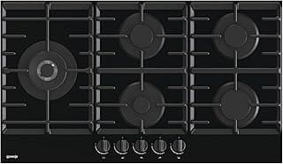 بوتاجاز غاز 90 سم، 5 شعلات، سطح سيراميك زجاجي، إشعال ذاتي وأمان كامل، GCW951B