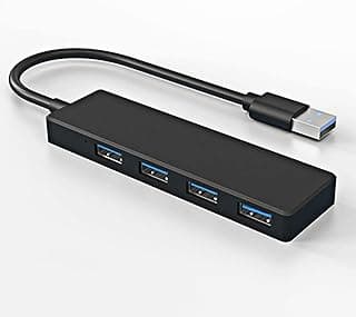 موزع USB متعدد المنافذ بـ4 منافذ USB 3.0، رفيع للغاية ومحمول قابل للتوسيع مع شاحن متوافق مع ماك بوك وأجهزة الكمبيوتر المكتبية وأجهزة الكمبيوتر الشخصية (USB 3.0)