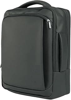 BABA CAP Premium Men’s Laptop Backpack – All-Black Business Travel Daypack with Padded Laptop Sleeve, Durable Water-Resistant Canvas & Leather Accents for Work, College, and Daily Commute - Black