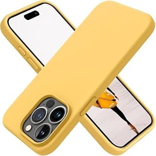 Compatible with iPhone 15 Pro Max Case, Liquid Silicone Case, Full Body Shockproof Protective Cover Slim Thin Phone Case with Soft Anti-Scratch Microfiber Lining, 6.7 inch- (Yellow)