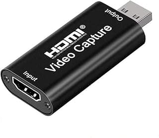 قطعة التقاط فيديو HDMI بدقة Full HD 1080P ومنفذ USB 2.0 للبث المباشر - أسود