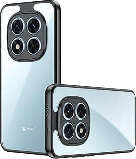 جراب شفاف لهاتف شاومي Redmi Note 15 4G/5G/Poco M8، مقاوم للصدمات ومعايير عسكرية، مضاد للاصفرار مع حماية للكاميرا - أسود
