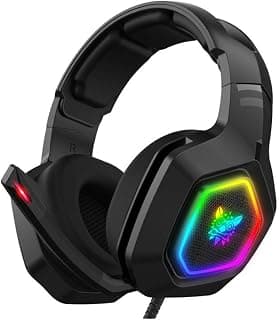 Onkuma K10 RGB Wired Gaming Headset with Microphone Stereo Sound Over Ear Headphones for PC PS4 PS5 Xbox Mobile Black