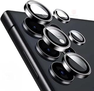 واقي عدسة الكاميرا من الزجاج المقوى لهاتف سامسونج Galaxy S25 Ultra، لون تيتانيوم أسود