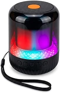 سماعة بلوتوث لاسلكية محمولة صغيرة مع إضاءة LED وبطارية USB قابلة للشحن صوت ستيريو تصميم مدمج للمنزل والسيارة والخارج