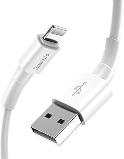 كابل Lightning USB لهاتف ابل ايفون SE (الجيل الثاني) شحن سريع 2.4 أمبير - 1 متر - أبيض