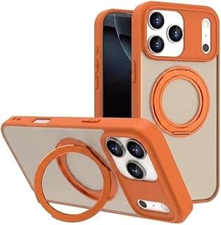GRABIST Magnetic Case for iPhone 17 Pro Max, Military Grade Drop Protection, 360° Rotating Metal Kickstand, Compatible with Wireless Charging, Translucent Matte Finish, Slim Fit (Orange)
