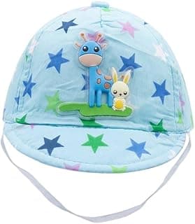 Unisex Summer and Sun Cotton Baby Cap Hat قبعة أطفال قطنية للجنسين مناسبة للصيف والشمس والرحلات مقاس 0-6 شهرأ 3D giraffe and rabbit