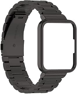 حزام معدني جينيريك متوافق مع شاومي Redmi Watch 2 Lite، حزام معدني بديل من الستانلس ستيل لساعة شاومي Redmi Watch 2 Lite (أسود)