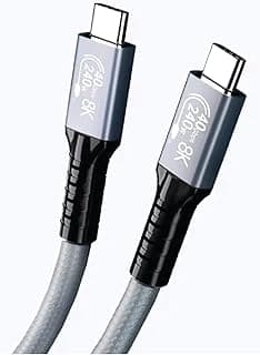 كابل شحن سريع PD - كابل بيانات - USB C إلى Type C - USB 4 - Gen4 - Thunderbolt 4 - شريحة E-Marker - 40Gbps - 8K@120Hz - 48V/5A - 240W - 1 متر - رمادي