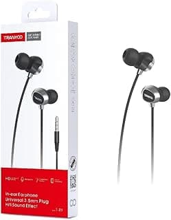 Wired Earphone with Microphone 3.5mm Built-in Earphone Compatible with Oppo Samsung Huawei Compatible with All Mobile Phones Devices (Black/T-R9)