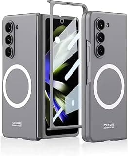 جراب لهاتف Z Fold 6 متوافق مع الشحن اللاسلكي المغناطيسي، جراب Galaxy Z Fold 6، غطاء حماية نحيف من السيليكون والـ PC، مضاد للصدمات لهاتف سامسونج Galaxy Z Fold 6 2024 (رمادي)