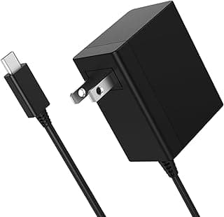 شاحن 39W لجهاز نينتندو سويتش - محول طاقة AC، شحن سريع 15V/2.6A مع كابل USB-C بطول 5 قدم، متوافق مع سويتش لايت، سويتش OLED، ستيم ديك والقاعدة، يدعم وضع التلفزيون