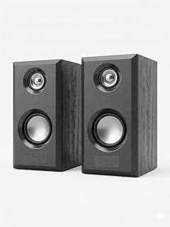 Computer Speaker 2 pieces, Multimedia 2.0 Wired USB & AUX, 3 * 2 watt, Wooden Finish and Plastic Front Panel X2 (Black)