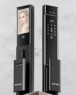 قفل باب ذكي X20 من ICONIC بكاميرا وخاصية التحدث فيديو مباشر , يعمل عن طريق بصمة الوجه Face ID او بصمة الاصبع او الكف او الباسورد او تطبيق الهاتف TUYA او كروت مغناطيسية او مفتاح امان