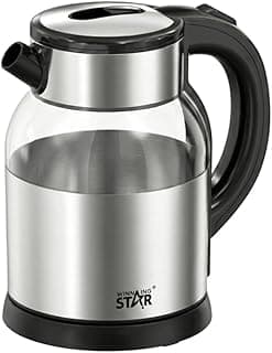 STAR Electric Kettle, 1.8L, Borosilicate Glass with Stainless Steel, Blue Indicator Light, Dry-Boil Protection, 1500W