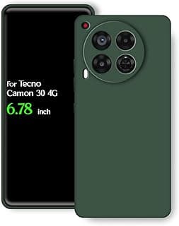 جراب خلفي سيليكون لهاتف Tecno Camon 30، حماية للكاميرا من الصدمات، مادة TPU متوافقة مع Tecno Camon 30 (6.78 بوصة) (أخضر داكن)