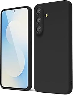 جراب سيليكون مبطن من الداخل مع حماية كاملة للكاميرا لموبايل سامسونج Galaxy S25 FE (أسود)