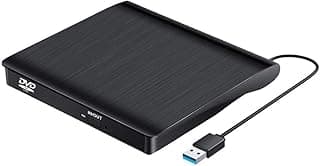 محرك أقراص CD خارجي، USB 3.0 محمول CD/DVD +/-RW نحيف جداً ناسخ وقارئ أقراص للابتوب والكمبيوتر ويندوز 10/8/XP ولينكس وماك بوك برو، أسود