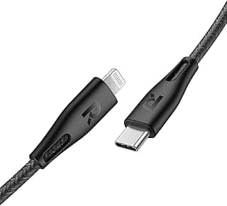 كابل USB نوع سي الى لايتنينج بطول 1.2 متر RP-CB1017 من راف باور - ملون نايلون دون اتصال