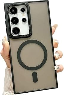 Magnetic Case for Samsung Galaxy S25 Ultra, Compatible with MagSafe, Built-in Camera metal frame, Translucent Matte Military-Grade Drop Protection Case for samsung s25 ultra (Black)