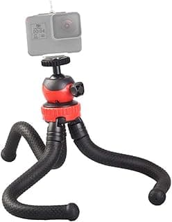 Mini Flexible Tripod Octopus Spider Stand Holder with 360° Ball Head for GoPro Heor for Canon, Nikon, Sony, DSLR And iPhone X - Black