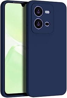 Back Cover Case Compatible with Vivo V25 / Vivo V25E Soft Silicone Gel Rubber Shockproof Matte Finish Inner Cloth Lining with Camera Protection (Navy)