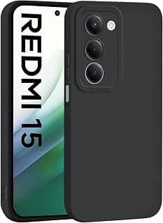 for Redmi 15 Case, Slim Shockproof Silicone Protective Back Cover, Anti-Scratch with Soft Touch Matte Finish Protection for Redmi 15 4G/5G- Black