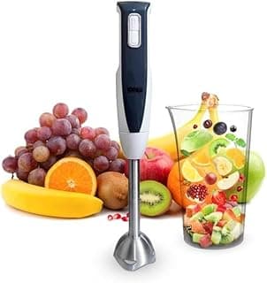 DSP Hand Blender 2-in-1, 400W Turbo Power with Variable Speed, ABS & Stainless Steel Body, Low Noise, Energy Saving, Copper Motor 7912, Includes 800ml Cup, Egg Whisk, Egg Stick, KM1024 (Black)