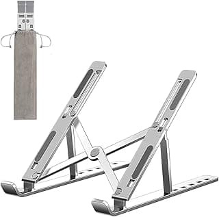 Metal Laptop Tablet Book Stand Ergonomic Portable Stand with 7 Height Adjustments Compatible with 10-15.6 Inch Laptops, Tablets, Books, Foldable Design with Storage Bag Multicolor