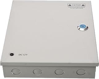 مزود طاقة VISION لكاميرات المراقبة – 12V 10A مع حماية من الجهد الزائد والحرارة – رمادي