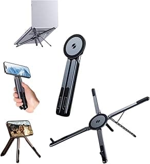 3-in-1 Stand with Height Adjustable for desk Compatible with macbook,Tablet, Mobile and iPad, Magnetic holder for iPhone, Titanium Grey, Anodized, For 14'' laptop, Aluminium Alloy Folding.