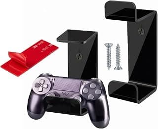Wall-Mount Acrylic Controller Holder for PlayStation & Xbox - Dual Controller Organizer Stand for Gaming Setup - Clear/Black Acrylic Display Rack for PS5, PS4, Xbox Series X/S (Single Pack)
