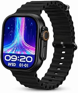 T800 Ultra Smart Watch – 1.99 Inch Screen, Wireless Charging, Fitness & Sleep Tracker, Silicone Band, Compatible with All Devices (Black)