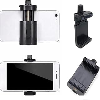 360° Rotating Phone Holder Mount with Universal 1/4" Screw – Adjustable Smartphone Clamp Tripod Adapter Compatible with All Tripods, Monopods & Selfie Sticks (Black)