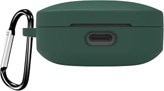 AJM 360 Protection Shockproof Design Soft Rubberised Case with Keychain for Redmi Buds 6 Active (Dark Green)