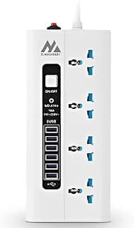 ELMAGHRABY A164 2500W Power Strip Extension Socket with 4 Universal AC Outlets, 6 USB Charging Ports, 2M Cable, Overload Protection Switch, 850°C Flame Retardant for Home, Office & Travel