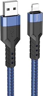 U110 - كابل للشحن ونقل البيانات (2.4 أمبير - 1.2 متر)، منفذ USB-A إلى Lightning، متوافق مع ابل ايفون وايباد وايربودز - أزرق