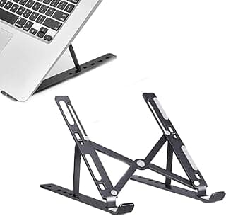 [Large size]WEC-Tech Portable Laptop Stand, Adjustable Tablet Notebook Stand for tablets, mobile phones and computers, Laptop Desk Riser Foldable Notebook Cooling Stand- (Black)