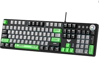 Aula F2088-PRO WIND Full Gaming Mechanical Keyboard (Arabic/English) – Blue Switches - Blue LED Backlit - Full Size 104 PBT Keycaps - Removable Top Cover & Multimedia Control Knob (Software) | (Black)