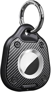 Waterproof Case for AirTags with Wire Cable, IP67 Secure Lock Keychain Holder, 360° Hard Protective Cover for Key Ring, Car, Luggage (Black With Ring)