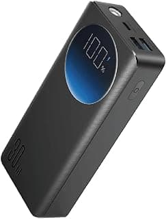 باور بانك من جوي روم بقدرة 20000 مللي أمبير مع 3 منافذ USB و PD وشاشة رقمية للهواتف والأجهزة اللوحية باللون الأسود