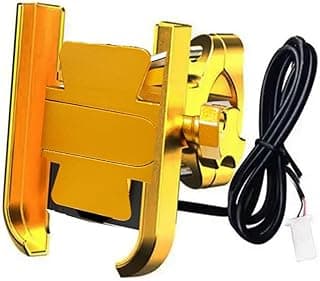 Motorcycle and Motorcycle Phone Holder - Black Metal Phone Holder Fit for Jadon Motorcycle and Bike Charger Holder Gold - KaberTrade