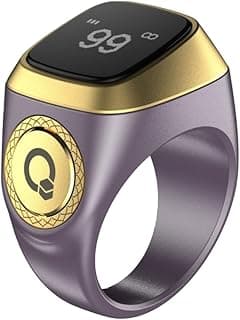 Prayer Smart Ring, Lucky Ring, Watch Ring, Smart Tasbih Beads Ring, Prayer Counters,5 Prayer Time Azan Reminder Alarm Clocks,Prayer Direction Indicator Guide,Large Battery,OLED Display