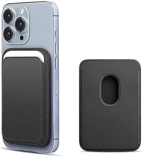 Lumbor37 Magnetic Wallet Compatible with MagSafe, Magnetic Card Holder for iPhone 12/13/14/15 Series, PU Leather Wallet for Back of Phone Case (Black)